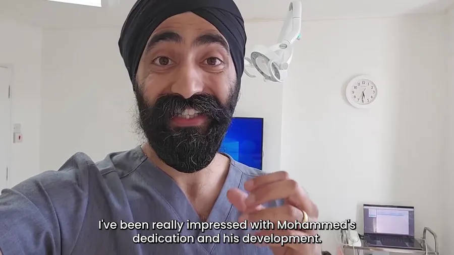 Dr. Jaz Gulati recording a video testimonial for TrueMark